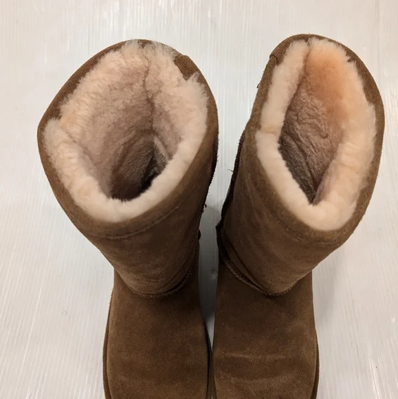 BEARPAW Emma Chestnut Tan Suede Sheepskin Fur Lined Cozy Tall Boots size 9 - Picture 7 of 12